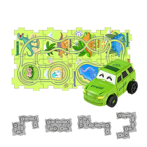 Kinder-Autobahn-Set, Auto-Puzzlebahn | Rennstrecken-Lernspiele, Autospielzeug,Bauspielzeug, Lernspielzeug, Dinosaurier-Puzzlebahn, Kleinkind-Puzzlebrett, Auto-Spielset für Kinder ab 3 Jahren von Stibtmr