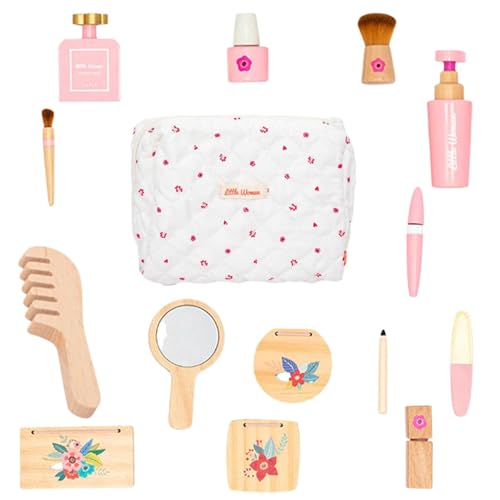 Make-up-Set aus Holz, Make-up-Spielzeugset aus Holz,Pretend Beauty Salon Toys Make-up-Set - Kinder-Schönheitssalon-Rollenspielzeug für Kleinkinder, Make-up-Lernspielzeug-Set für Mädchen und ab 3 Jahre von Stibtmr