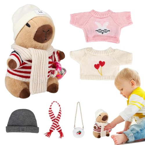 Plüsch-Capybara,Weihnachts-Capybara-Plüsch - Süße Plüschpuppe mit Kleidung und Accessoires - Lustiges interaktives Spielzeug für Partys, niedliche Plüschtiere, Weihnachtsdekoration für Bett, Sofa, Cou von Stibtmr