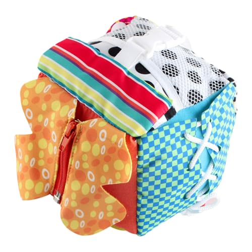 Stibtmr 13x13cm Fühlwürfel Baby Little Aktivitätswürfel Für Kleinkinder Lernwürfel Motorikwürfel Baby Weich Gefüllte Lernbox Vorschulbedarf Feinmotorische Aktivitäten von Stibtmr