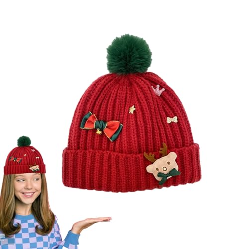 Stibtmr Weihnachtsmützen für Erwachsene, Weihnachtsmütze | Unisex gestrickte Urlaubsbeanie | Weihnachtsmannmütze, bedruckte Wollmütze, Beanie-Mütze, Häkelmütze für Weihnachten von Stibtmr