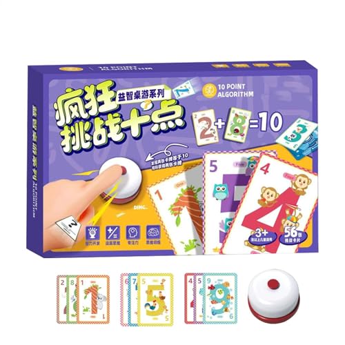 Ten Challenge Card Game, Math Learning Card Game, Brettspiele der Mathematik -Familie, Additionsstrategie -Spielsachen, Bildungsaktivitäten, Klassenzimmerversorgungen für Kinder ab 3 Jahren und up von Stibtmr