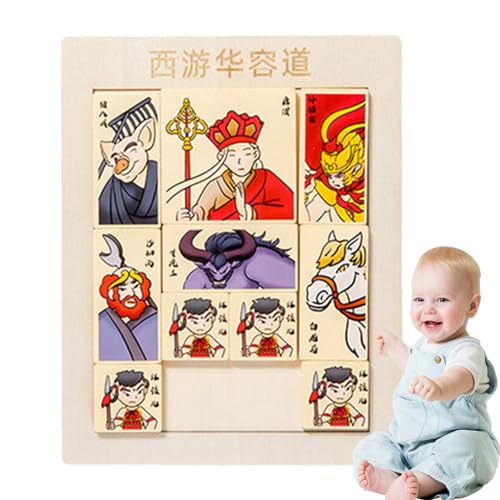 Zahlenschiebe-Puzzlespiel, Schiebe-Zahlenrätsel für Kinder - Rätselspiel für Kinder aus Holz - Chinesisches historisches Figuren-Design-Zahlenrätselspiel für und Mädchen von Stibtmr