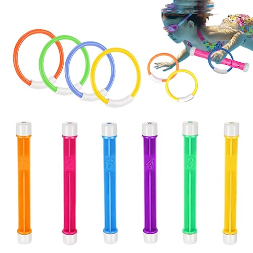 10pcs Tauchpool -Spielzeug für Kinder umfasst 6pcs Tauchstangen und 4pcs Tauchringe Sommerunterwasser -Tauchspielzeug für Schwimmbad von Stibzeup