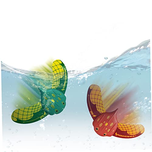 2 Pack Stingray Unterwasser-Segelflugzeug Kleiner Stingray-Segelflugzeug mit verstellbaren Flossen Schwimmen Diving Pool Spielzeug selbstgedrucktes lustige Wasserspiele für Kinder und Erwachsene (rot von Stibzeup