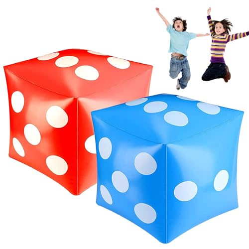 Aufblasbare Würfel 2pcs 11,8x11,8 Zoll Big Dice PVC Große Blow -up -Würfel für Innenrand im Freien Beach Pool Party Spiel Blau und Rot von Stibzeup