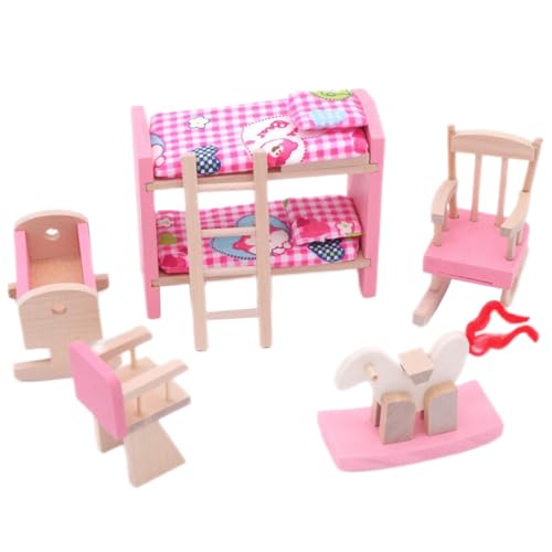 Entzückweise Holzpuppenhausmöbel Kinderzimmer Set Spielzeugpuppenhalle Möbel Holz Spielzeug Kinder Zimmer Set Mode Mode von Stibzeup