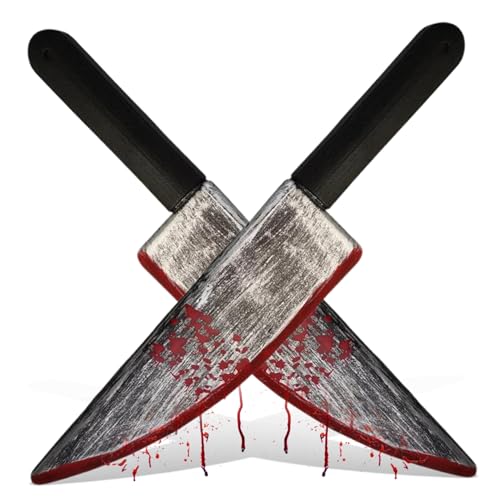 Halloween -Messer 2pcs Realistisches blutiges gefälschtes Messer 15x3in Plastik -Stützmesser Handspielzeugmesser für Party, Streich, Cosplay, Dekorationen, von Stibzeup