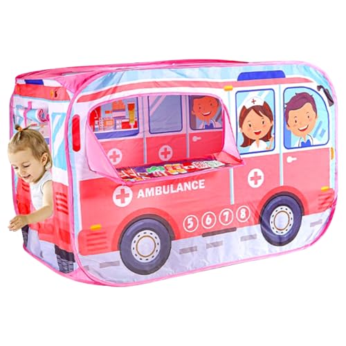 Kinder spielen Zelt Pops-up-Fahrzeug-Form-Ventilative Kinder spielen Zelt mit Türflip & oberen Öffnen von robustem kratzfestem Auto Kleinkindspielhaus mit Drahtrahmen für Girls Boys Geschenk (Kranken von Stibzeup