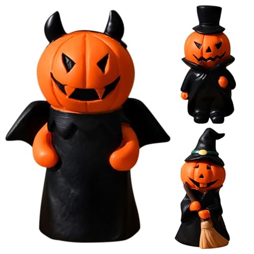 Stibzeup Halloween -Dekorationen, 3pcs Harz Halloween Kürbis Mann, lustige Geisterfiguren, Halloween -Ornamente für Home Office Desktop Dekor von Stibzeup