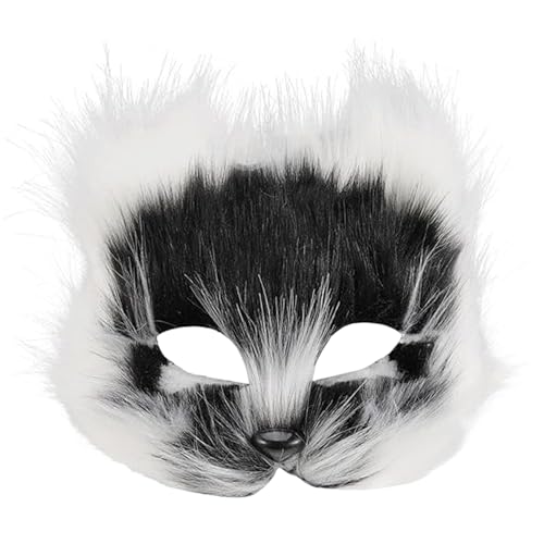 Stibzeup Halloween pelzige Maske Fauxpelzen Fuchsmaske atmungsaktive halbe Gesichts -Katzenmaske Tiermasken mit verstellbarem Riemen für Maskerade Halloween Themenparty, von Stibzeup