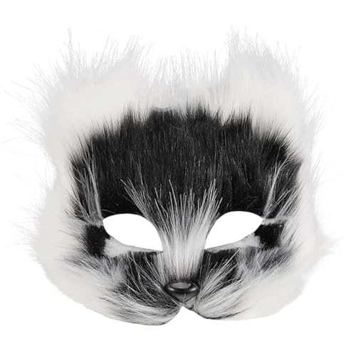 Stibzeup Halloween pelzige Maske Kunstpelz Fuchs Maske atmungsaktive halbe Gesichts -Katzenmaske Tiermasken mit verstellbarem Riemen für Maskerade Halloween Themenparty von Stibzeup