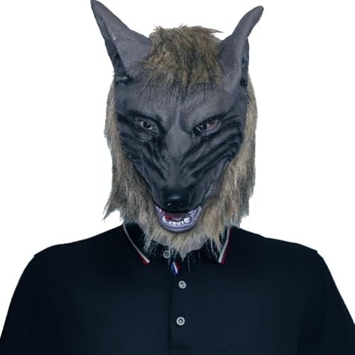 Stibzeup Wolf Head Mask Halloween Scary Full Face Werwolf Maske für Halloween und Cosplay -Kostümparty Horror Nächte Dunkelbraun 1pc von Stibzeup