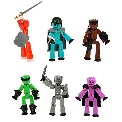 StikBot Zing Off the Grid Pack, Set mit 6 beweglichen Actionfiguren mit Waffen und Zubehör, inklusive Striker, Clint, Pixel, Raptus, Shift und Regalius von StikBot