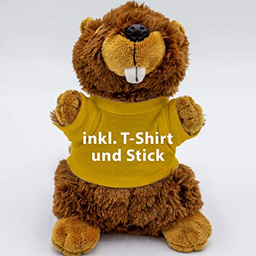 Kuscheltier Biber Brian 18cm - inklusive-T-Shirt und kostenloser Personalisierung (Stick oder Druck) von Stikkma