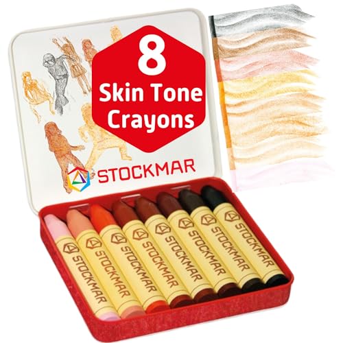 Stockmar 32200 Wachsmalstifte-Sonder-Edition-Farben der Welt-mit 8 bunten Malstiften, verpackt im prakitschen Blechetui, ideal für den Kindergarten, geeignet für Kinder ab 3 Jahren, rot, S von Stockmar