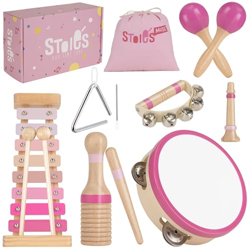 Stoie's Musikset aus Holz Pink Sensation, Montessori Musikinstrumente für Kleinkinder mit Xylophon, Tamburin und Maracas Stoie's Musikset aus Holz Pink Sensation, Montessori Musikinstrumente für Kleinkinder mit Xylophon, Tamburin und Maracas von Stoie's