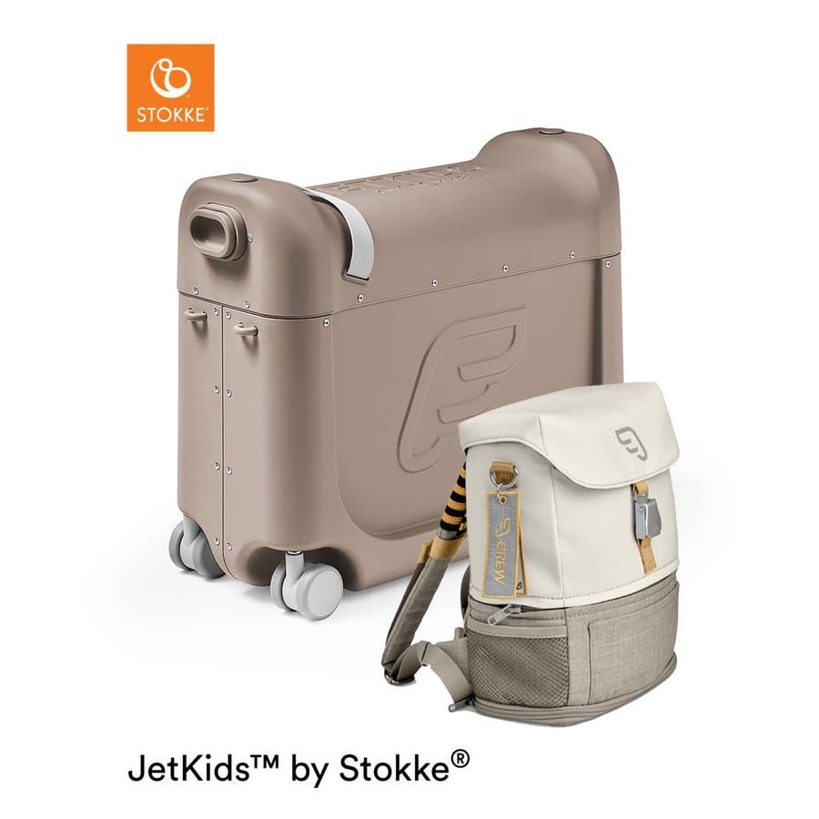 JETKIDS™ BY STOKKE® Aufsitzkoffer BedBox™ Creamy Cappuccino mit Crew BackPack™ White von Stokke