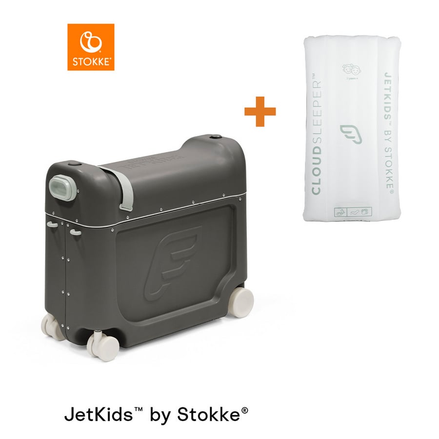 JETKIDS™ BY STOKKE® Aufsitzkoffer BedBox™ Midnight Grey und Matratze CloudSleeper™ weiß von Stokke