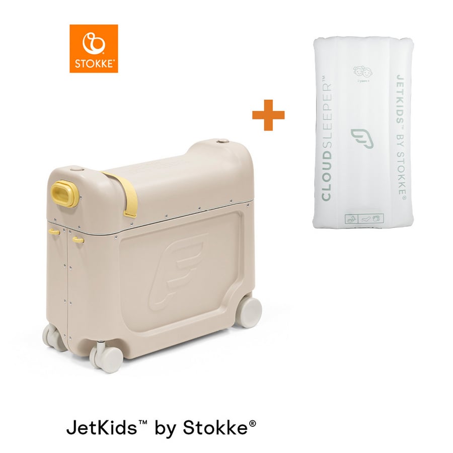 JETKIDS™ BY STOKKE® Aufsitzkoffer BedBox™ Moonglow White und Matratze CloudSleeper™ weiß von Stokke