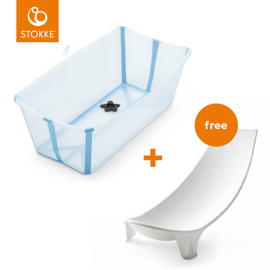 STOKKE® Babywanne Flexi Bath® Ocean Blue + gratis Badewannensitz von Stokke