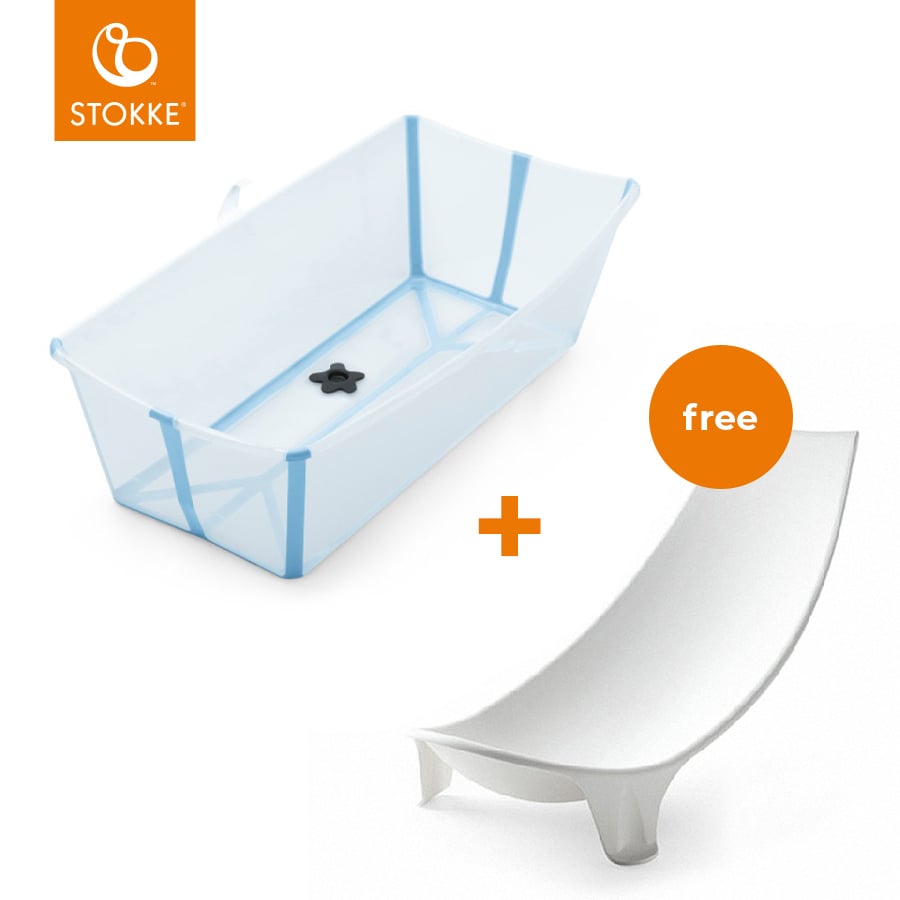 STOKKE® Badewanne Flexi Bath XL™ extra groß Ocean Blue + gratis Badewannensitz von Stokke