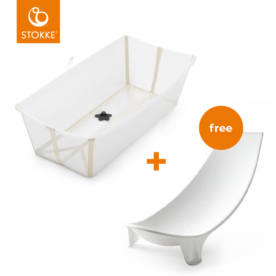 STOKKE® Badewanne Flexi Bath XL™ extra groß Sandy Beige + gratis Badewannensitz von Stokke