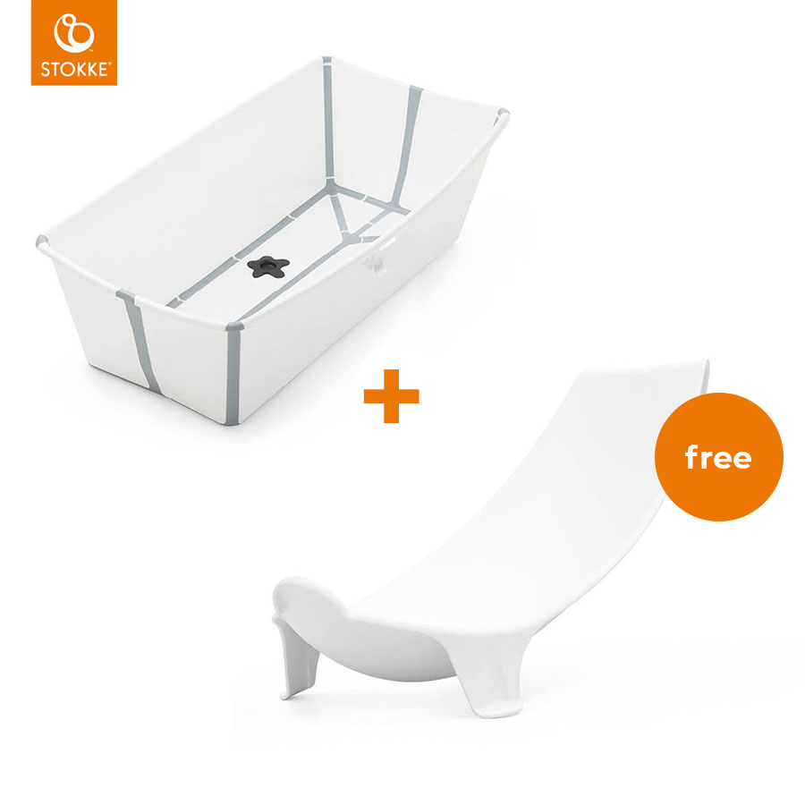 STOKKE® Badewanne Flexi Bath XL™ extra groß weiß + gratis Badewanneneinsatz von Stokke