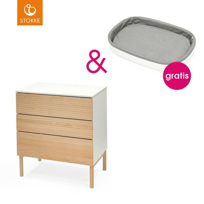 STOKKE® Sleepi™ Kommode Dresser natur mit Gratis Sleepi™ Wickelaufsatz von Stokke