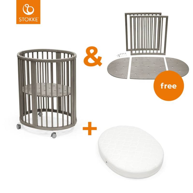 STOKKE® Sleepi™ Mini V3 Hazy Grey inkl. Matratze + gratis Kinderbett Umbausatz V3 von Stokke