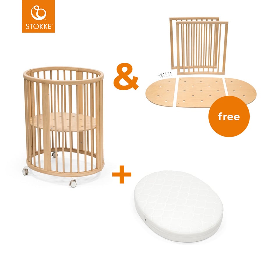 STOKKE® Sleepi™ Mini V3 natur mit Matratze und Gratis Kinderbett Umbausatz V3 von Stokke