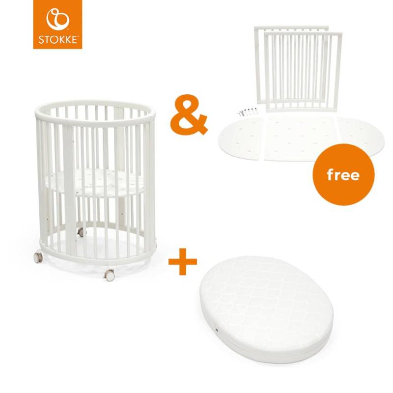 STOKKE® Sleepi™ Mini V3 weiß inkl. Matratze +gratis Kinderbett Umbausatz V3 von Stokke