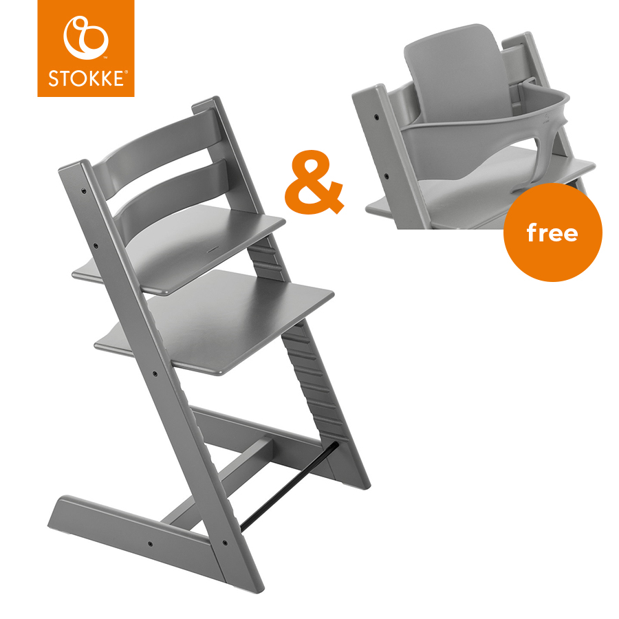 STOKKE® Tripp Trapp® Hochstuhl Buche Storm Grey + Gratis Baby Set V2 storm grey von Stokke