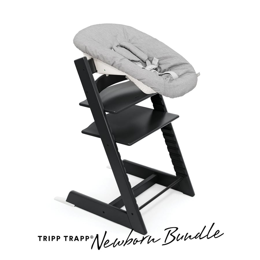 STOKKE® Tripp Trapp® Hochstuhl Buche schwarz inkl. Newborn Set™ Grey von Stokke