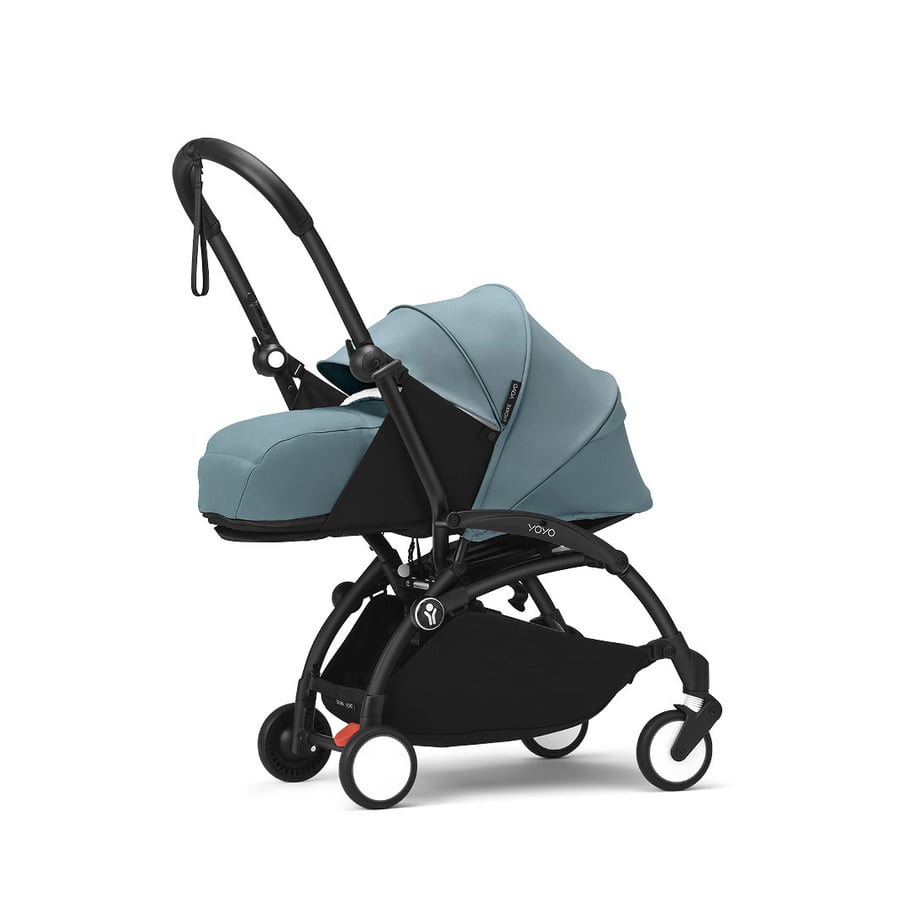 Stokke® Kinderwagen YOYO³ Gestell black inkl. 0+ Neugeborenenaufsatz Aqua von Stokke