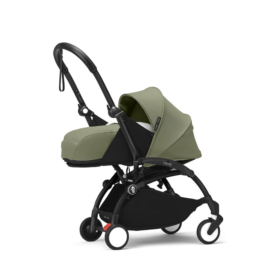 Stokke® Kinderwagen YOYO³ Gestell black inkl. 0+ Neugeborenenaufsatz Olive von Stokke