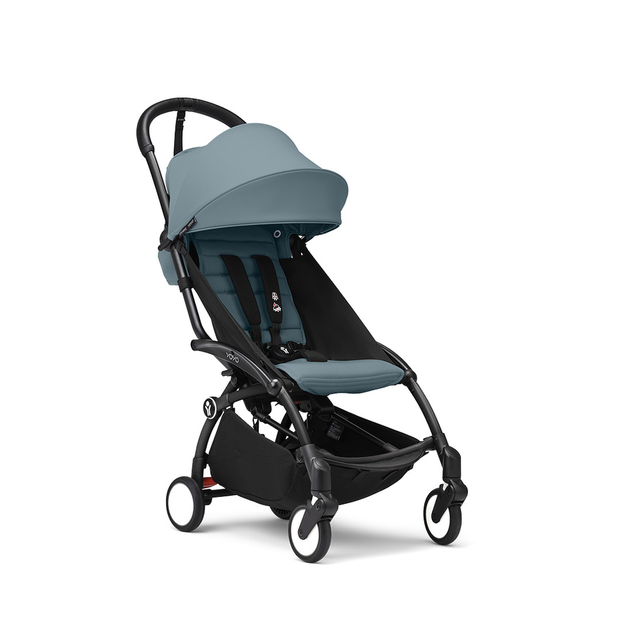 Stokke® Kinderwagen YOYO³ Gestell black inkl. 6+ Textilset Aqua von Stokke