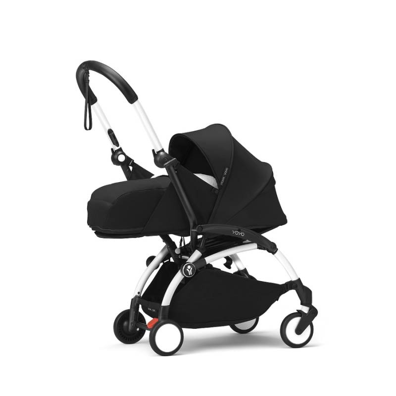 Stokke® Kinderwagen YOYO³ Gestell white inkl. 0+ Neugeborenenaufsatz Black von Stokke