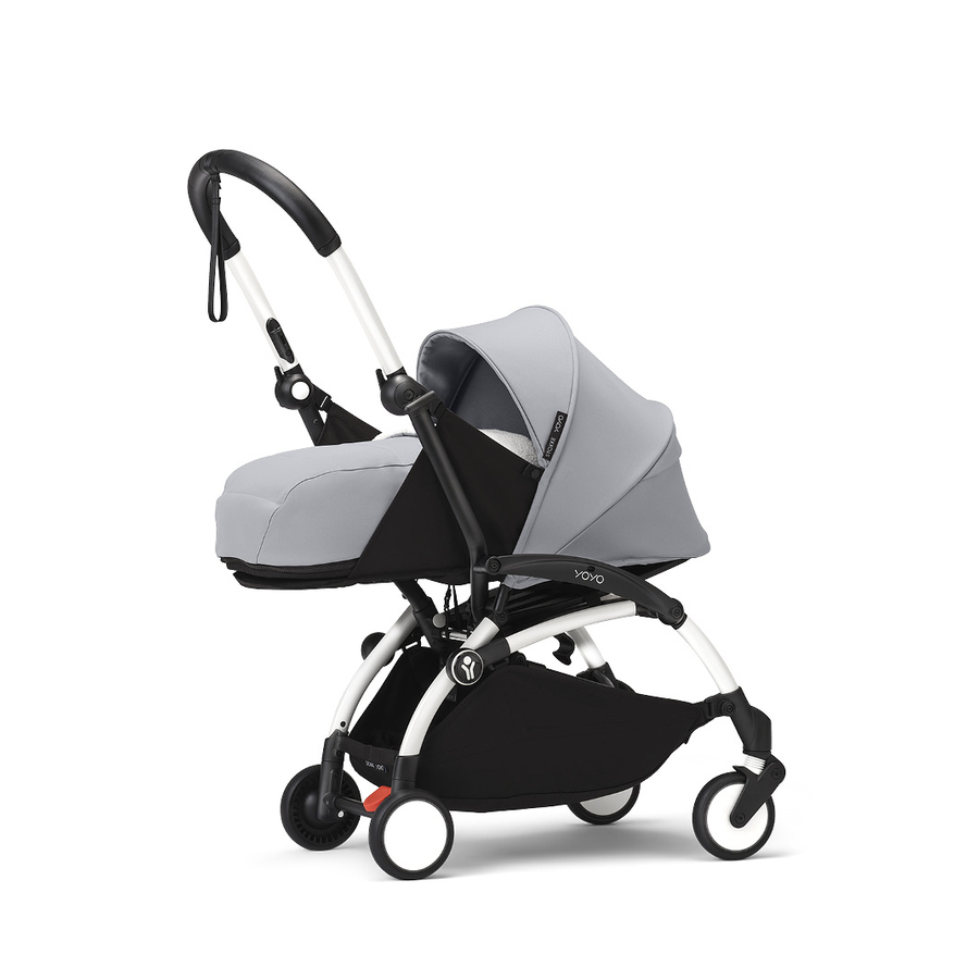 Stokke® Kinderwagen YOYO³ Gestell white inkl. 0+ Neugeborenenaufsatz Stone von Stokke