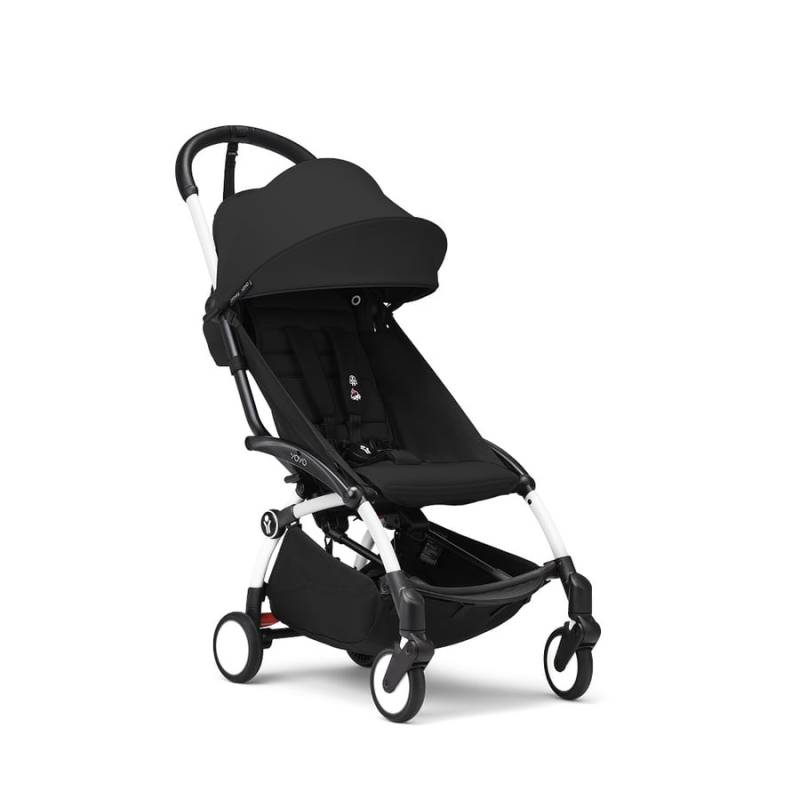 Stokke® Kinderwagen YOYO³ Gestell white inkl. 6+ Textilset Black von Stokke