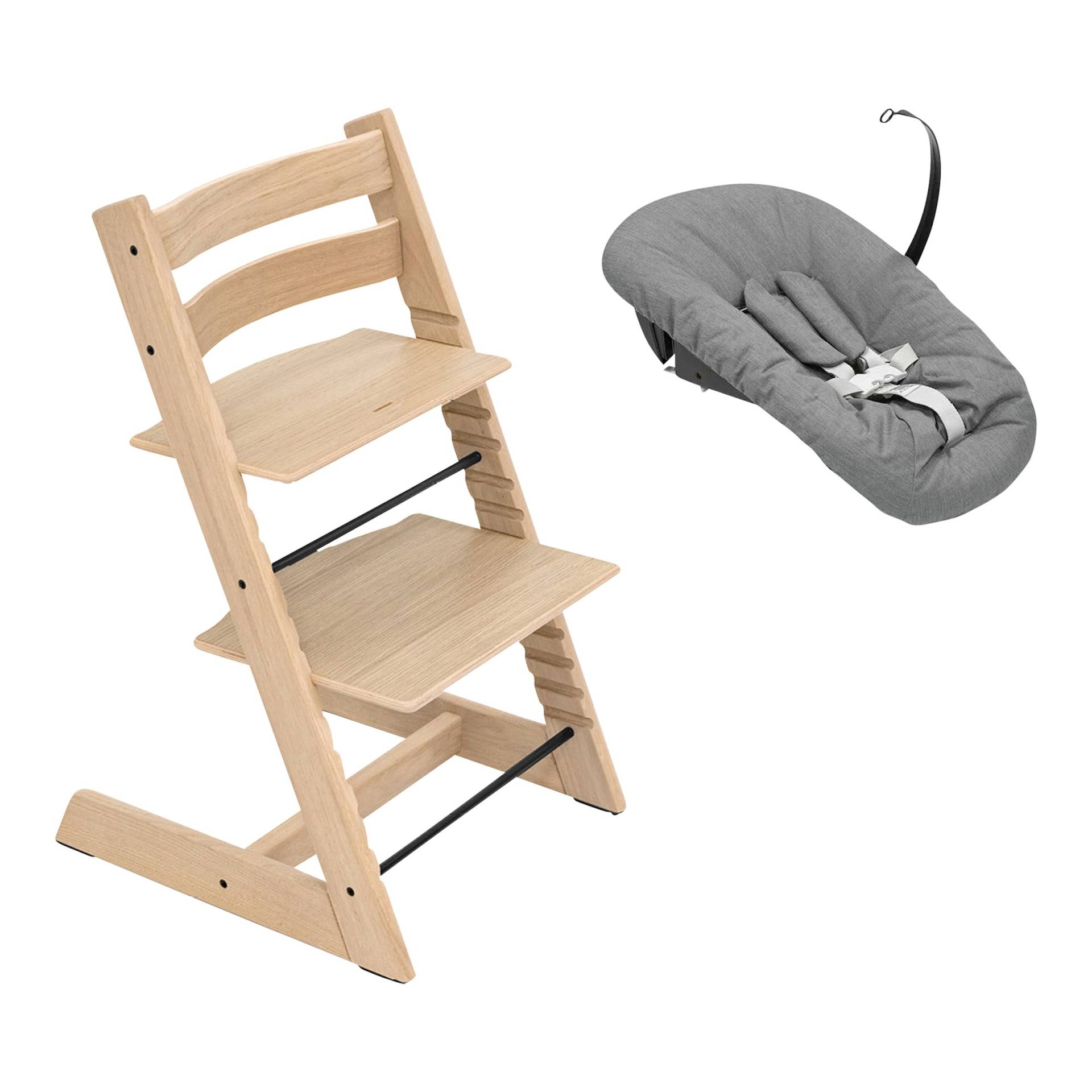 Stokke® Tripp Trapp® Bundle Treppenhochstuhl Eiche inkl. Newbornset deep grey von Stokke