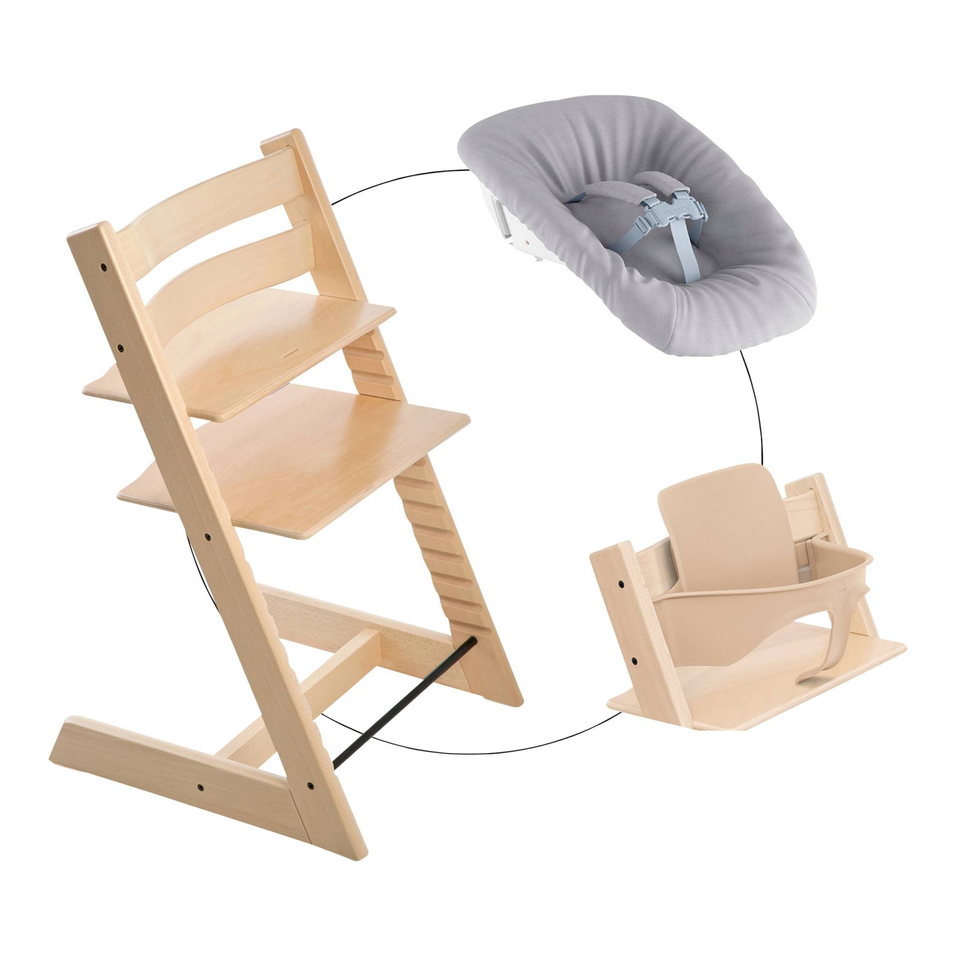 Stokke® Tripp Trapp® Bundle Treppenhochstuhl inkl. Newbornset light grey & Babyset von Stokke