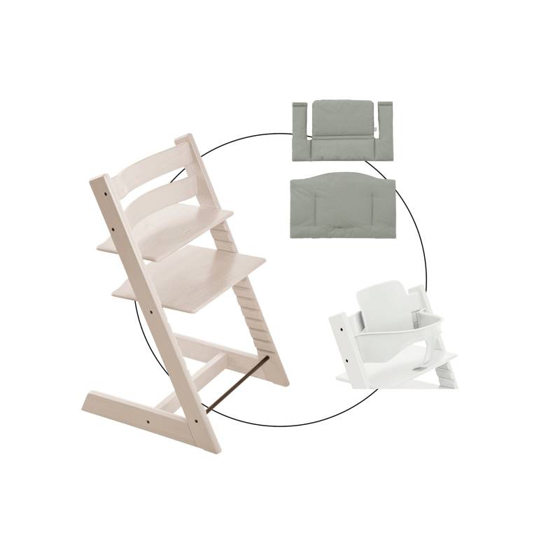 Stokke® Tripp Trapp® Bundle Treppenhochstuhl inkl. Sitzkissen Classic Glacier Green und Babyset von Stokke