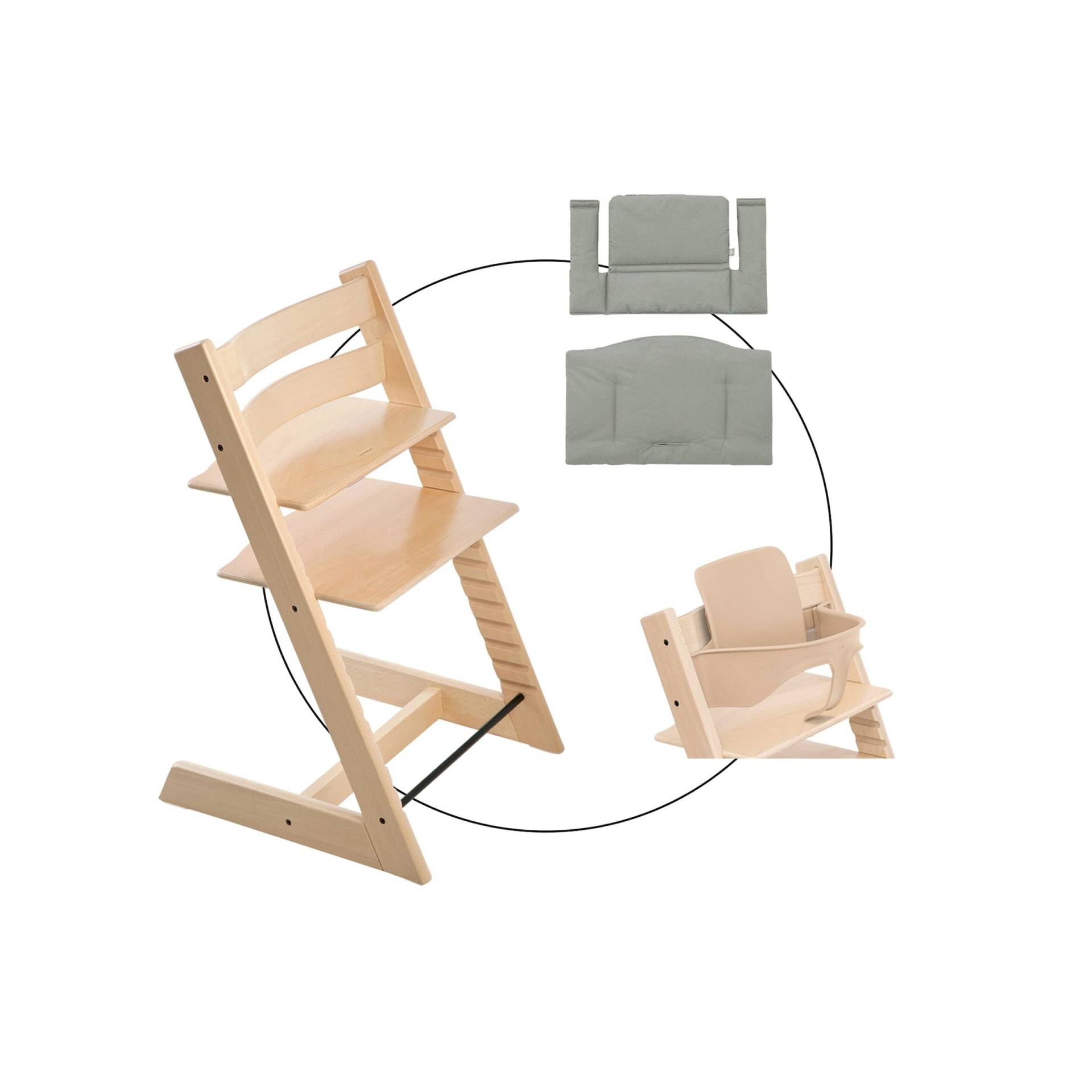 Stokke® Tripp Trapp® Bundle Treppenhochstuhl inkl. Sitzkissen Classic Glacier Green und Babyset von Stokke