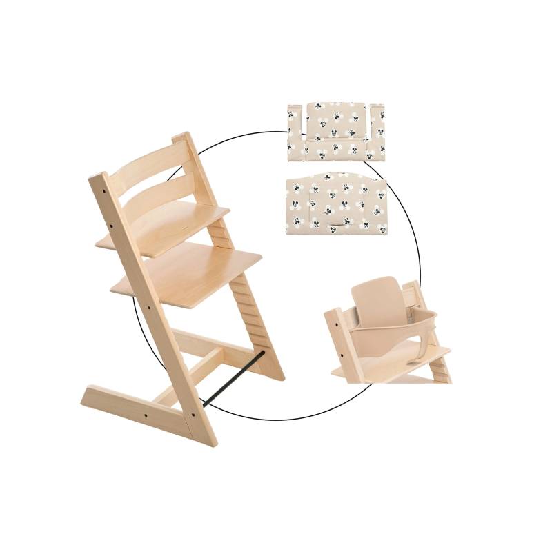 Stokke® Tripp Trapp® Bundle Treppenhochstuhl inkl. Sitzkissen Classic Mickey Signature und Babyset von Stokke