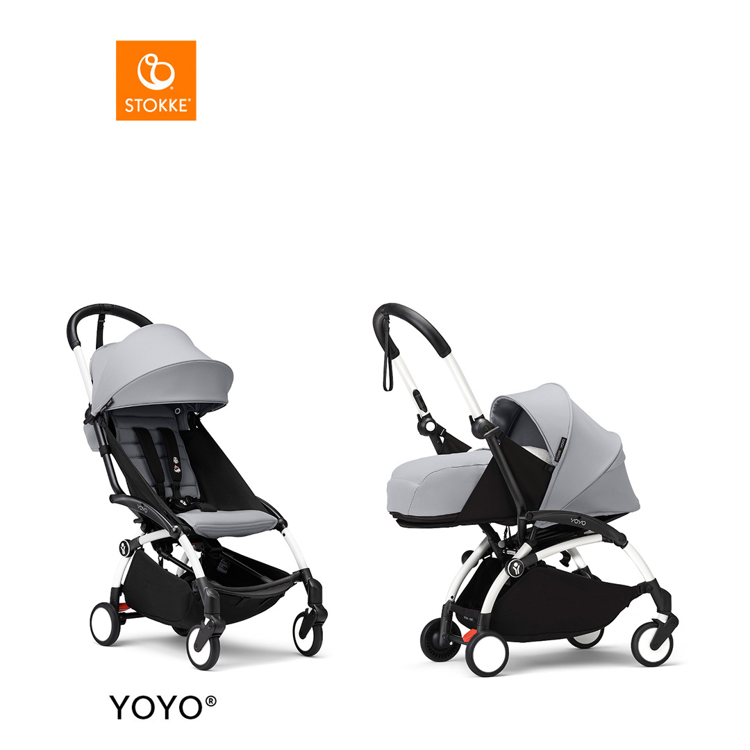 Stokke® YOYO3 Complete Stroller With 0+ Newborn Pack - White Frame von Stokke