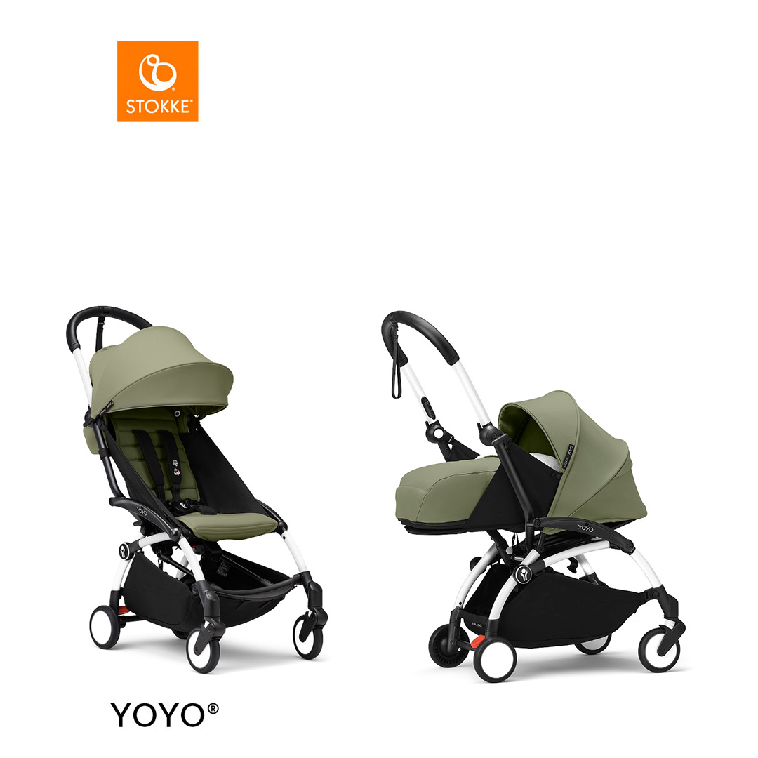 Stokke® YOYO3 Complete Stroller With 0+ Newborn Pack - White Frame von Stokke