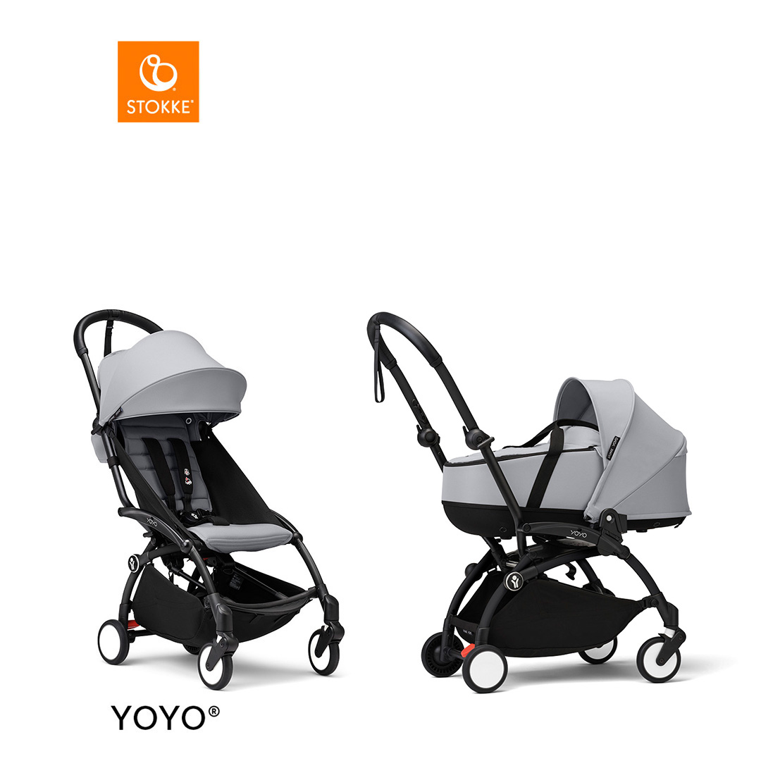 Stokke® YOYO3 Complete Stroller With Bassinet - Black Frame von Stokke