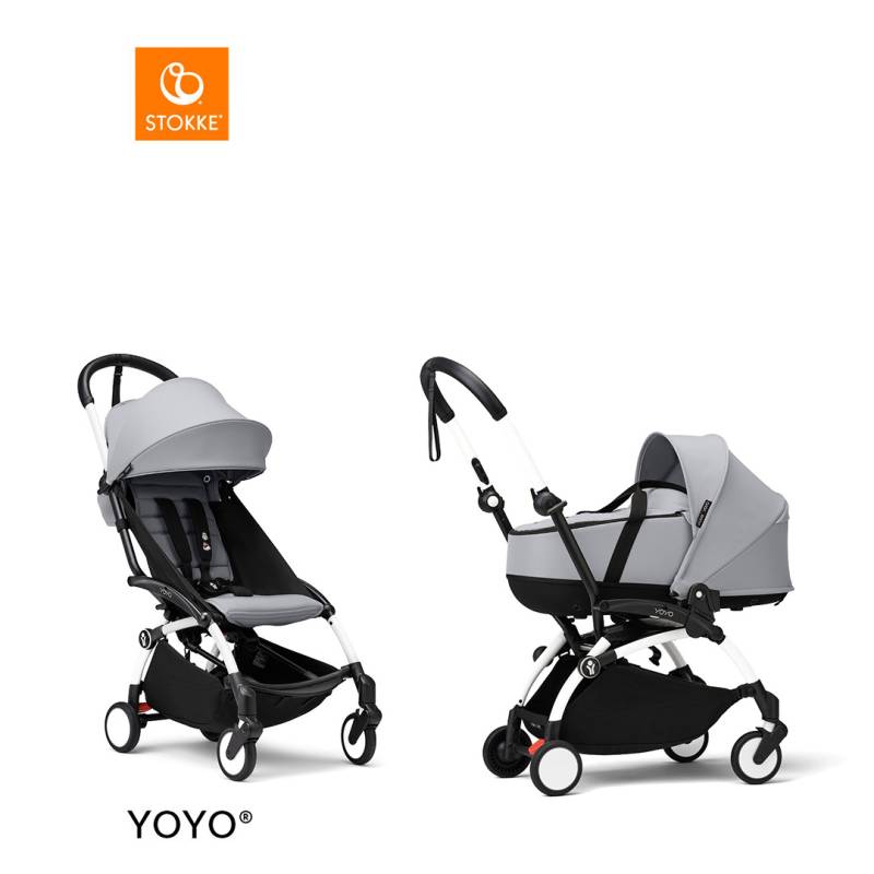 Stokke® YOYO3 Complete Stroller With Bassinet - White Frame von Stokke