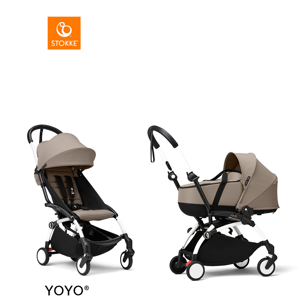 Stokke® YOYO3 Complete Stroller With Bassinet - White Frame von Stokke